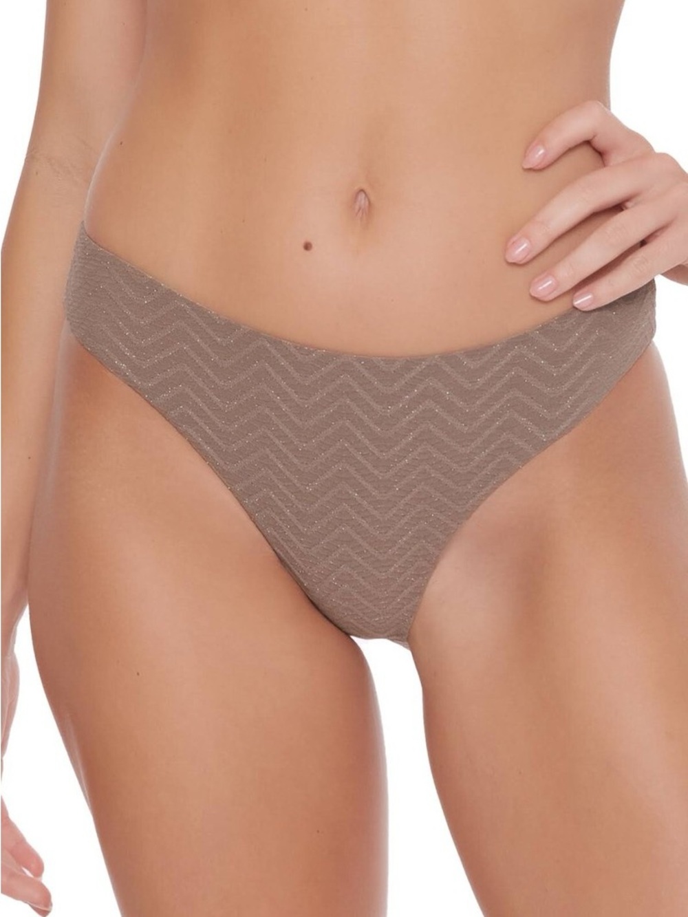 NWT- Trina Turk 'Empire' French-Cut Bikini Bottom, Sandstone/Metallic